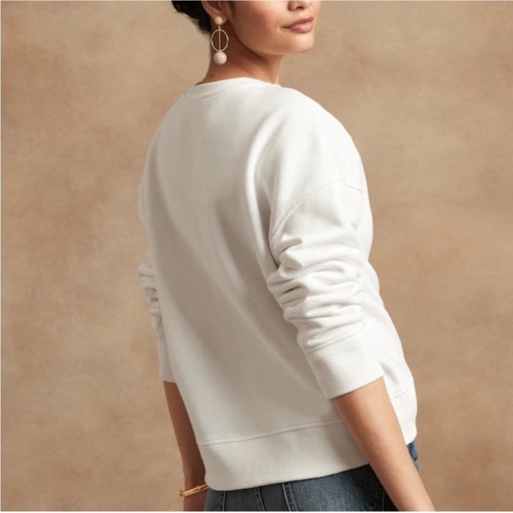 NWT BANANA REPUBLIC FLEECE - DOLMAN DROP SHOULDER W RIB NECK DETAIL MID WEIGHT - Picture 2 of 16